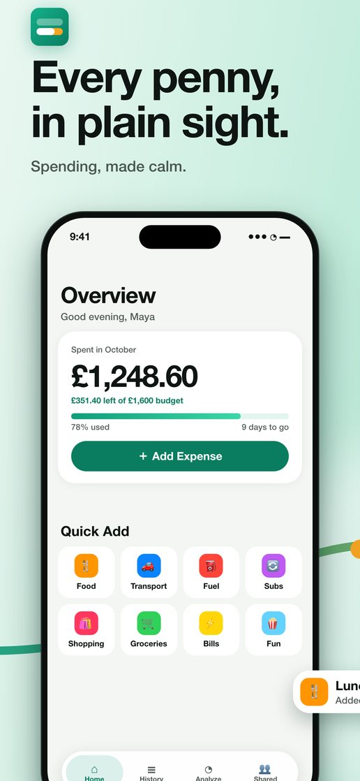 Xpense overview screen